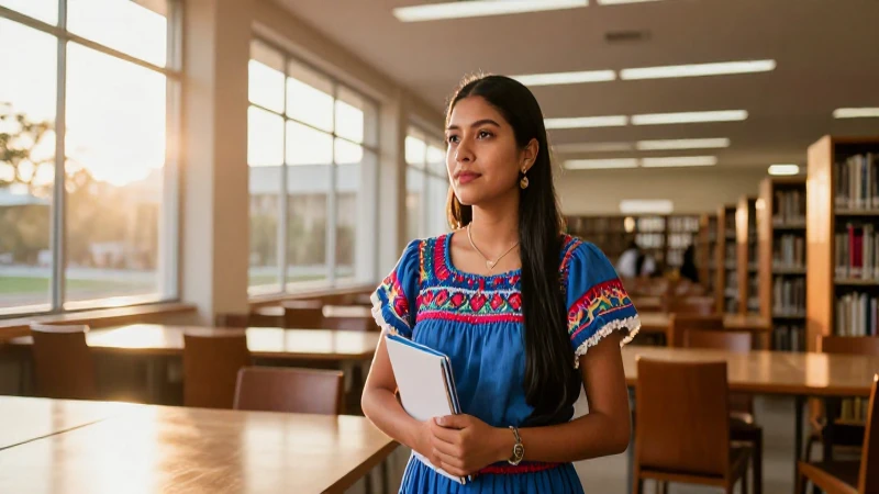 Joven estudiante mexicana bajo luz dorada