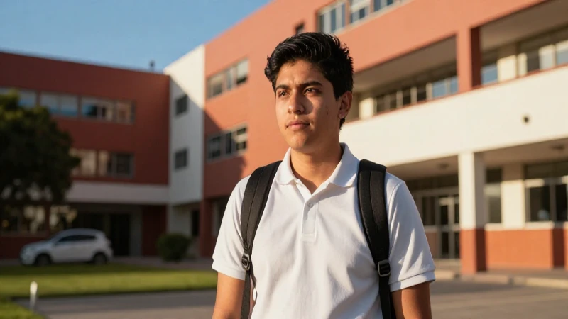Estudiante mexicano brillante en campus universitario