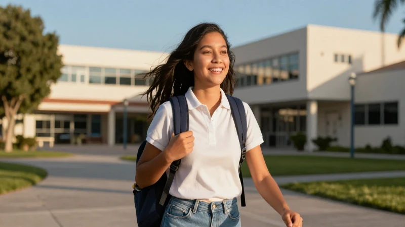 Joven mexicano feliz en campus soleado