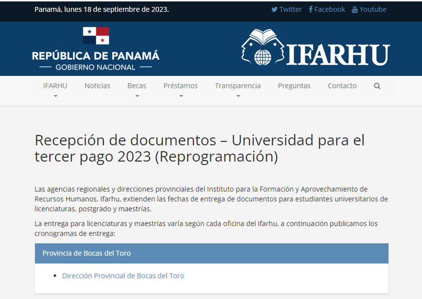 fecha del tercer pago de la beca cuando se realizara