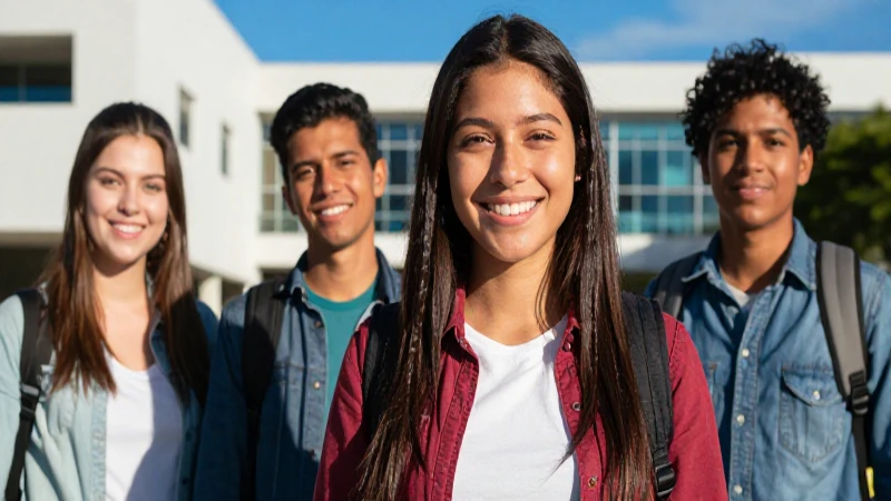 Estudiante mexicana sonriente en campus universitario