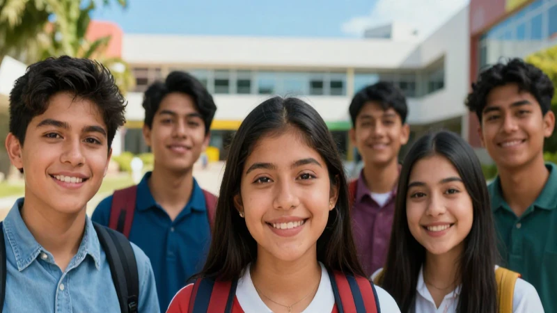 Estudiantes mexicanos diversos sonríen en la universidad