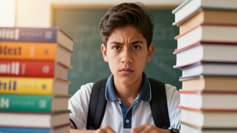 Estudiante mexicano concentrado con libros y luz