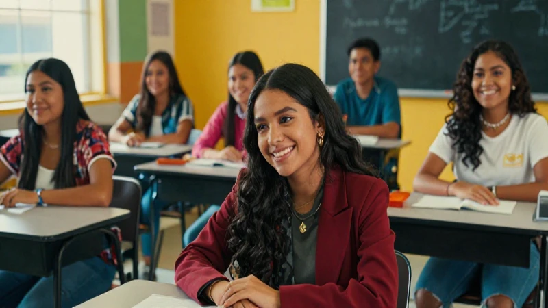 Estudiantes mexicanos felices en aula moderna