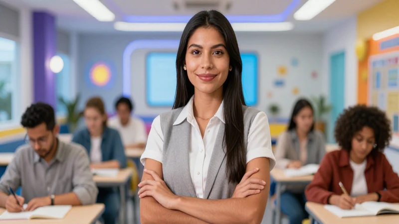 Retrato dinámico de maestra mexicana moderna