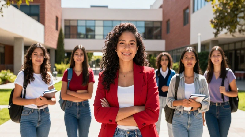 Retrato brillante de estudiante mexicana en campus