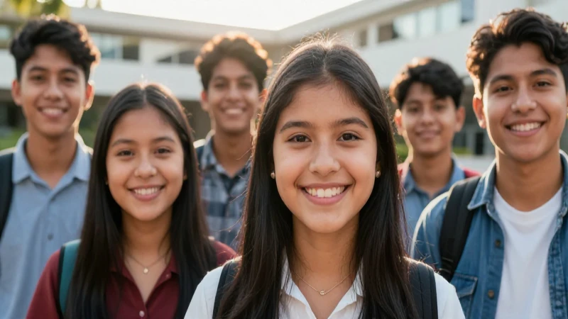 Estudiantes mexicanos exitosos en un campus universitario