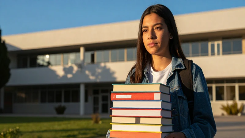 Estudiante mexicano con libros y luz dorada