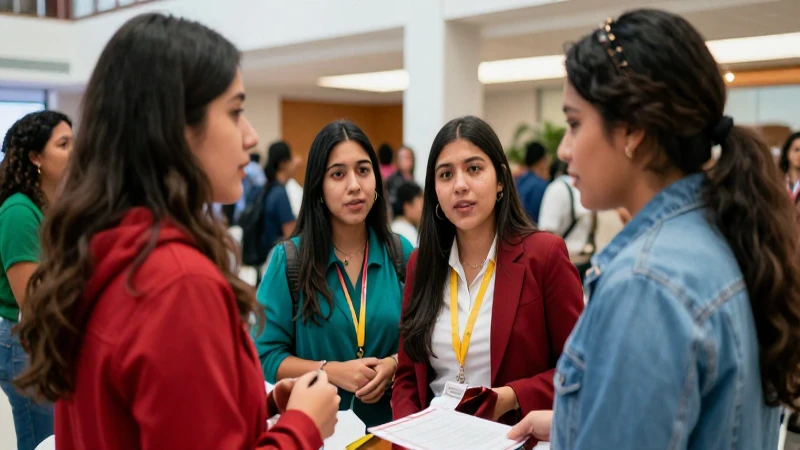 Estudiante mexicano en feria universitaria impactante