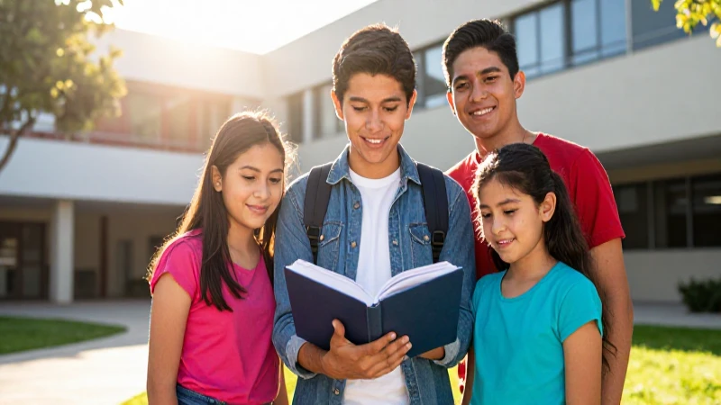 Familia mexicana alegre y estudiante determinado