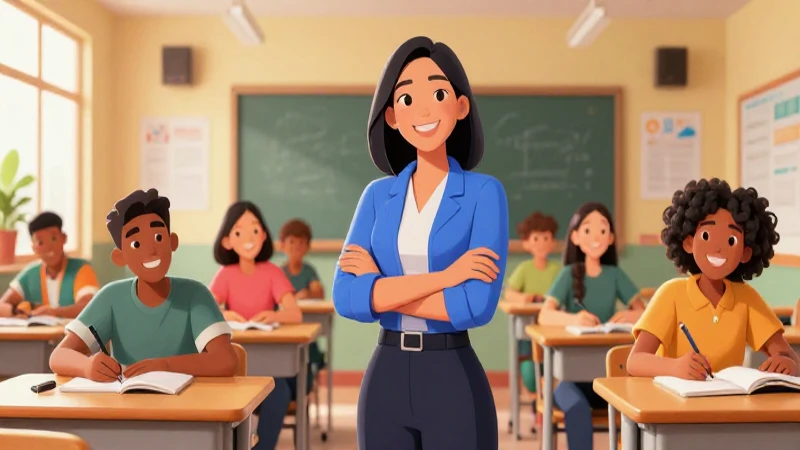 Maestra mexicana en aula vibrante