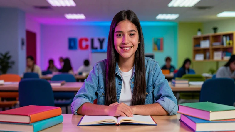 Joven mexicano sonriente en campus moderno