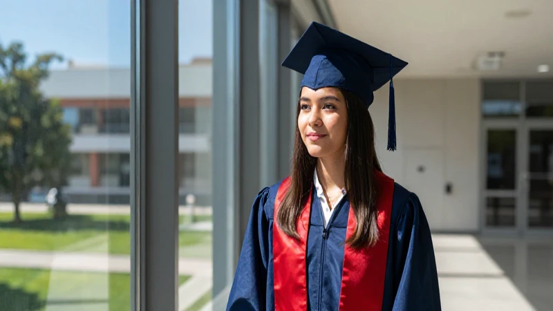 Estudiante mexicano graduado en campus moderno