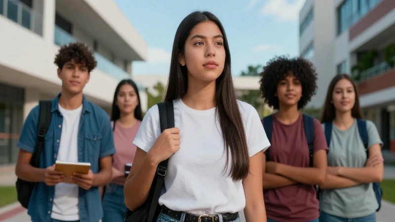 Estudiante mexicano aspiracional en campus moderno