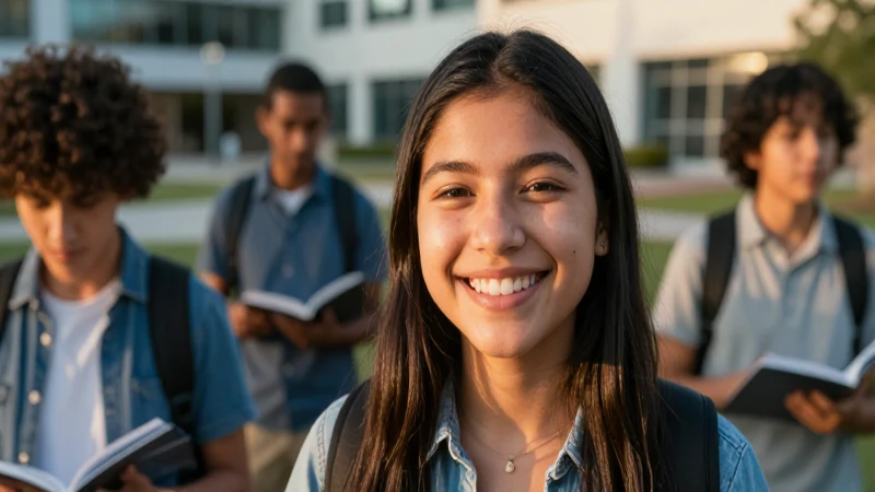 Estudiante mexicano sonriente simboliza oportunidades educativas