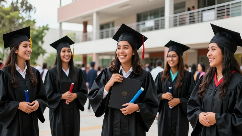 Alegría de graduación de estudiantes mexicanos