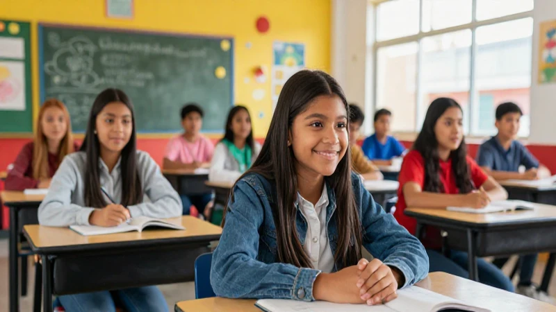 Estudiante mexicano vibrante mira el futuro