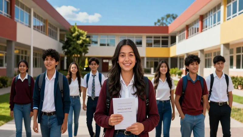 Estudiantes mexicanos celebrando éxito académico vibrante