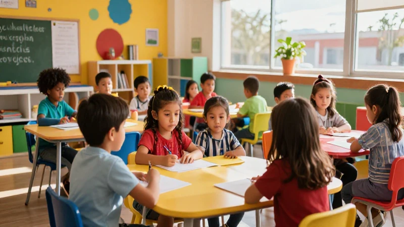 Niños mexicanos en vibrante aula escolar