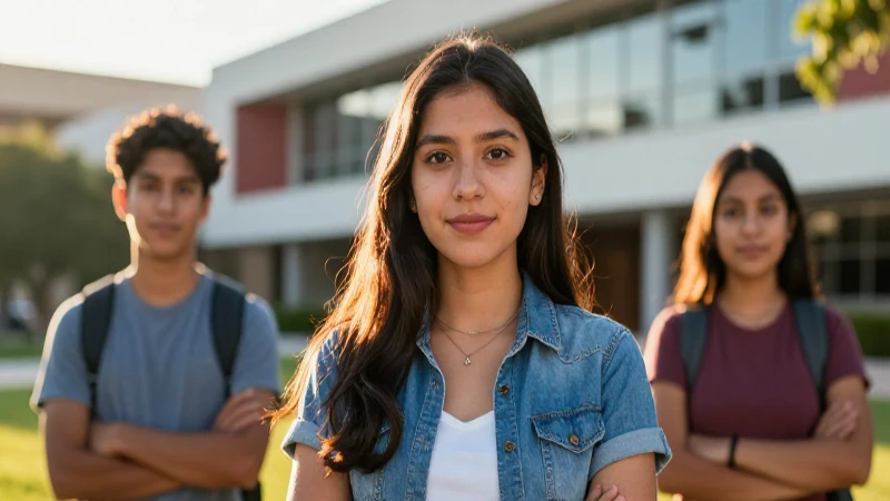 Estudiante mexicano en campus con luz cinematográfica