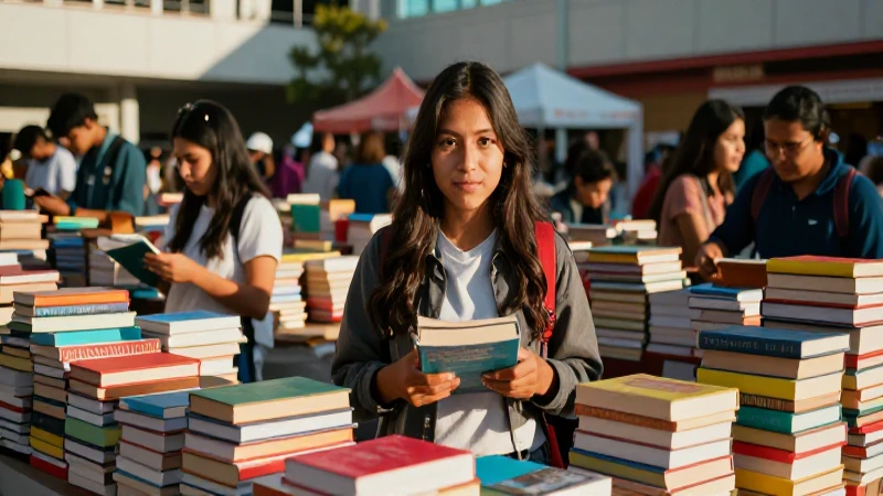 Retrato vibrante de estudiante entre libros