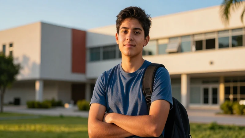 Fotografía vibrante de estudiante en universidad