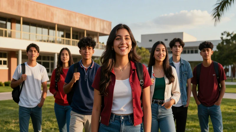 Estudiantes mexicanos vibrantes en campus moderno