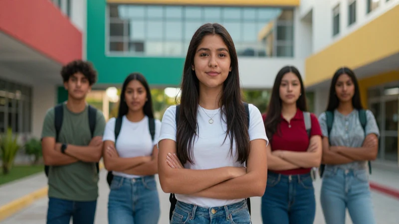Éxito mexicano vibrante en campus moderno