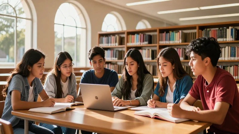 Estudiantes mexicanos estudian en una biblioteca moderna