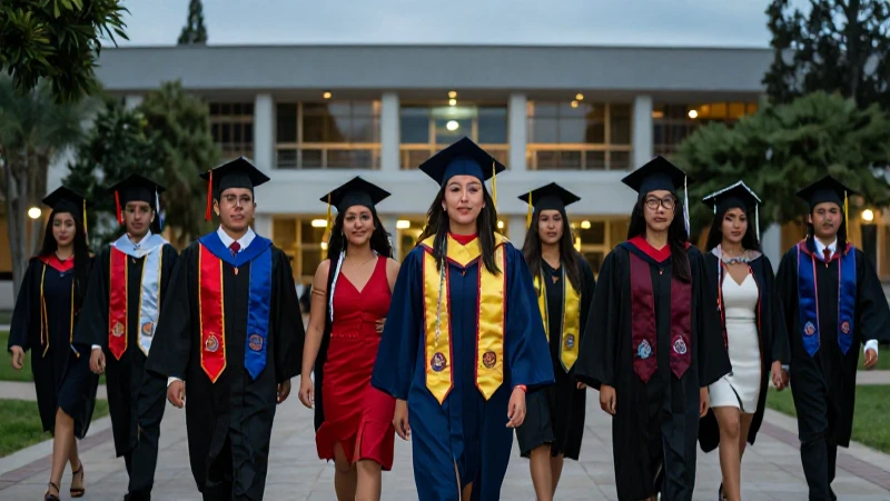 Estudiantes mexicanos celebrando su graduación en el campus