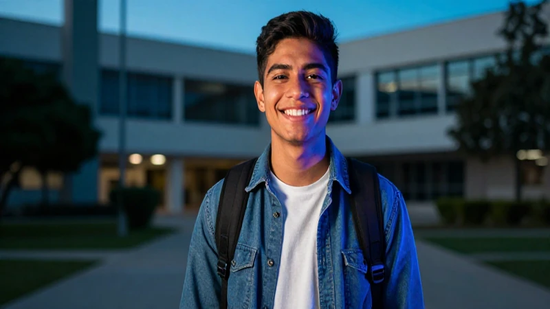 Joven mexicano sonríe, símbolo de éxito académico