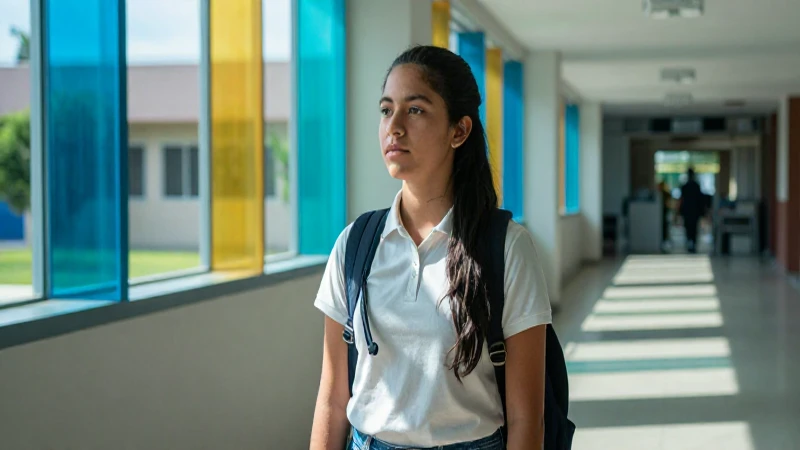 Estudiante mexicano en campus universitario con luz dramática