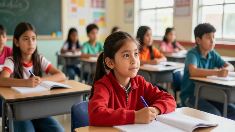 Niños mexicanos en aula moderna e inspiradora