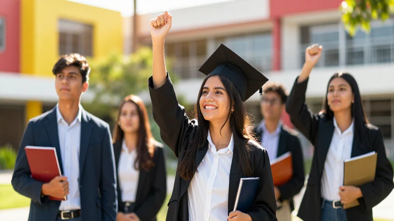 Jóvenes mexicanos celebrando éxito académico