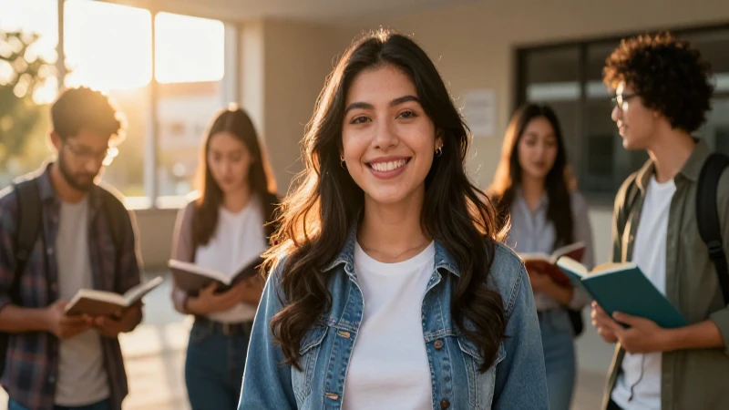 Retrato dinámico de estudiante mexicano exitoso