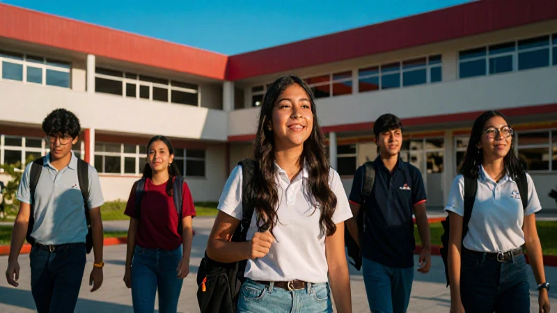 Jóvenes mexicanos exitosos en un campus moderno