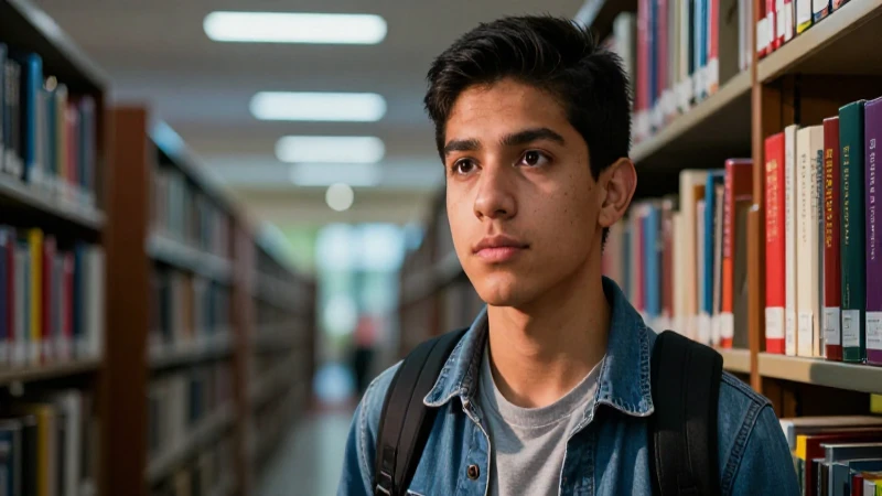 Joven mexicano persigue el éxito académico en la biblioteca