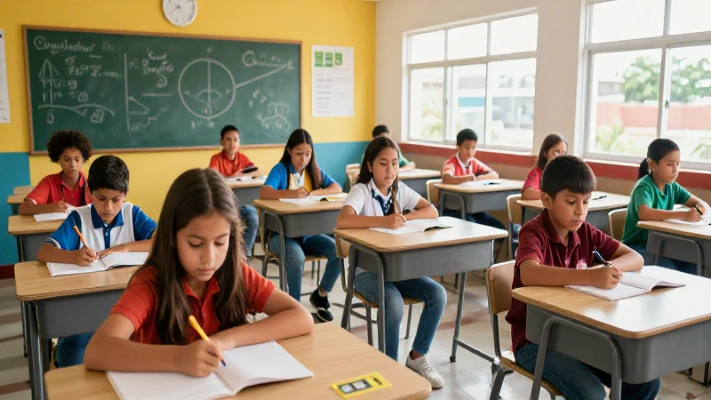 Estudiantes mexicanos brillando en aula moderna