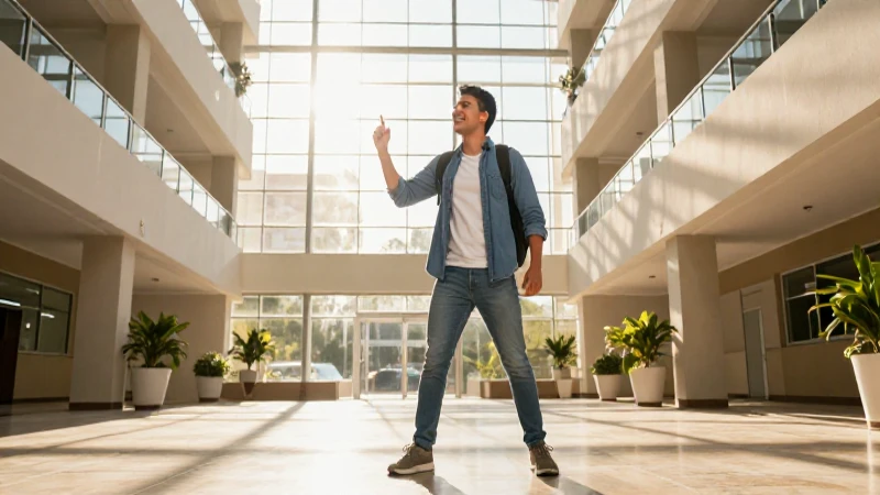 Estudiante mexicano en universidad moderna y brillante