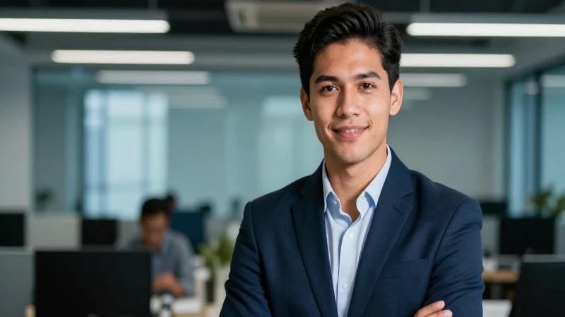 Joven mexicano exitoso en entorno profesional