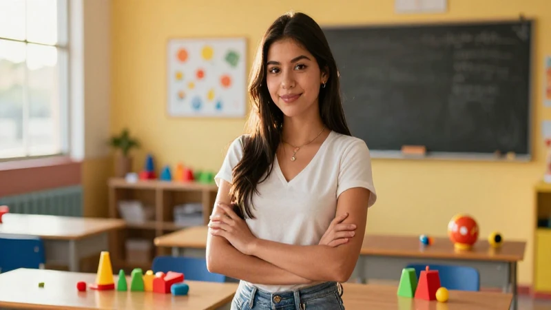 Estudiante mexicana confidente en aula moderna