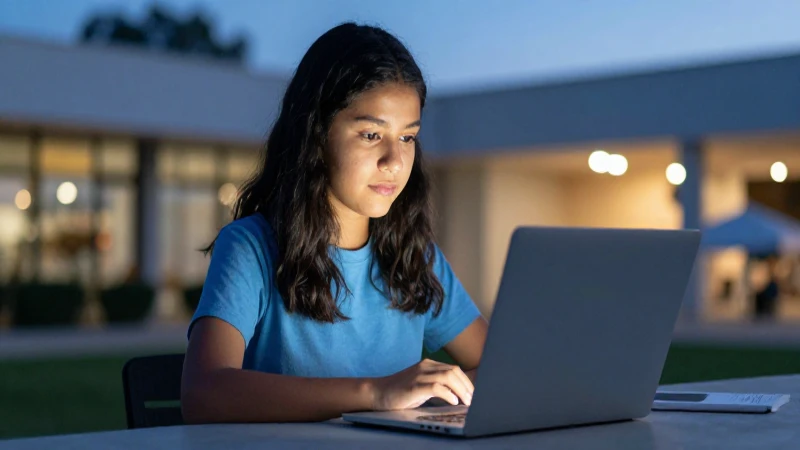 Estudiante mexicano enfocado frente a su laptop