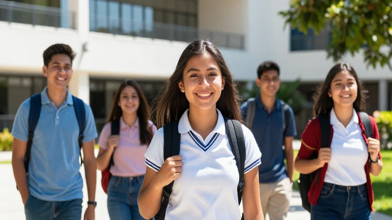 Jóvenes mexicanos sonriendo en campus universitarios