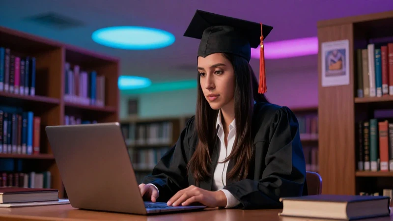 Estudiante mexicano moderno en una biblioteca cinematográfica