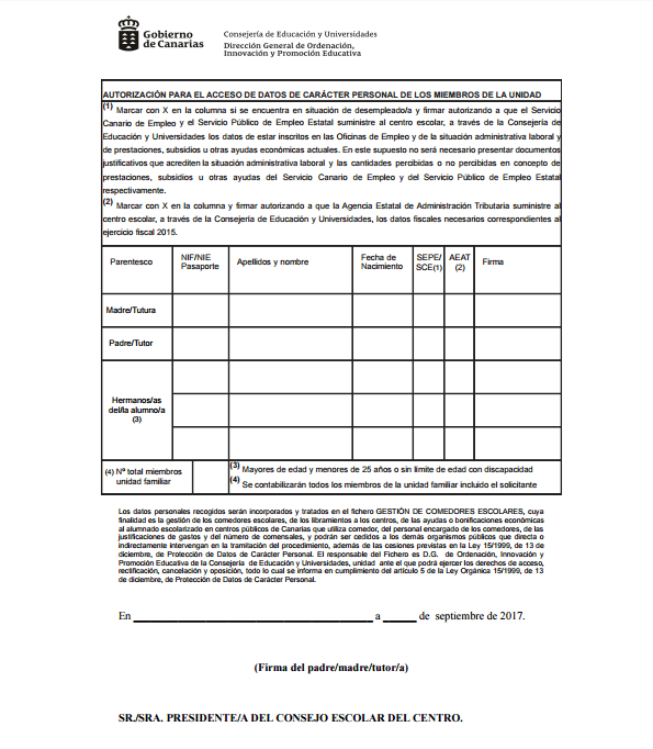 Formato de registro para solicitar desayunos escolares personalizados