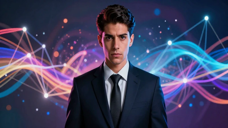 Profesional mexicano determinado con red de datos futurista