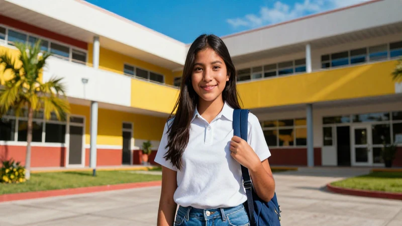 Estudiante mexicano vibrante en campus moderno