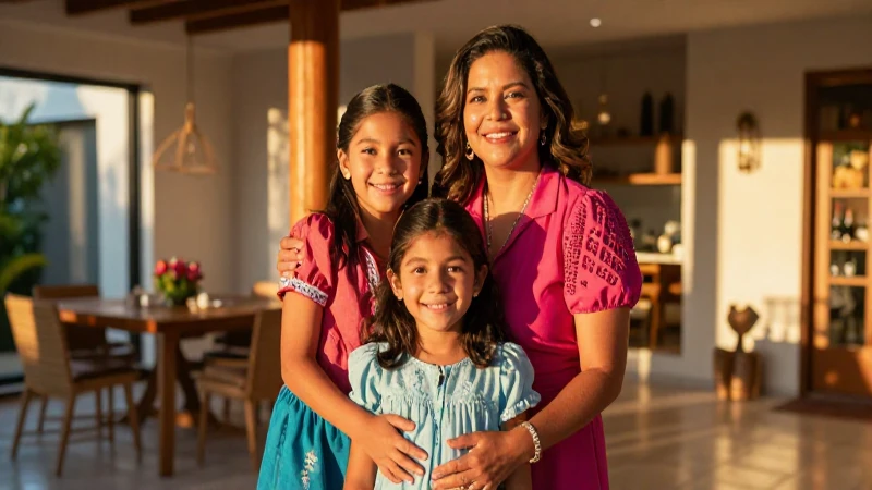 Vibrante familia mexicana bajo luz dorada