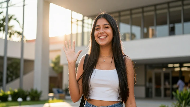 Retrato exitoso de estudiante mexicano en campus
