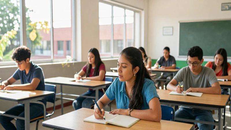 Estudiantes mexicanos en campus moderno y brillante